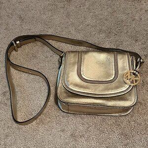 Michael Kors Gold Crossbody Saddle Bag